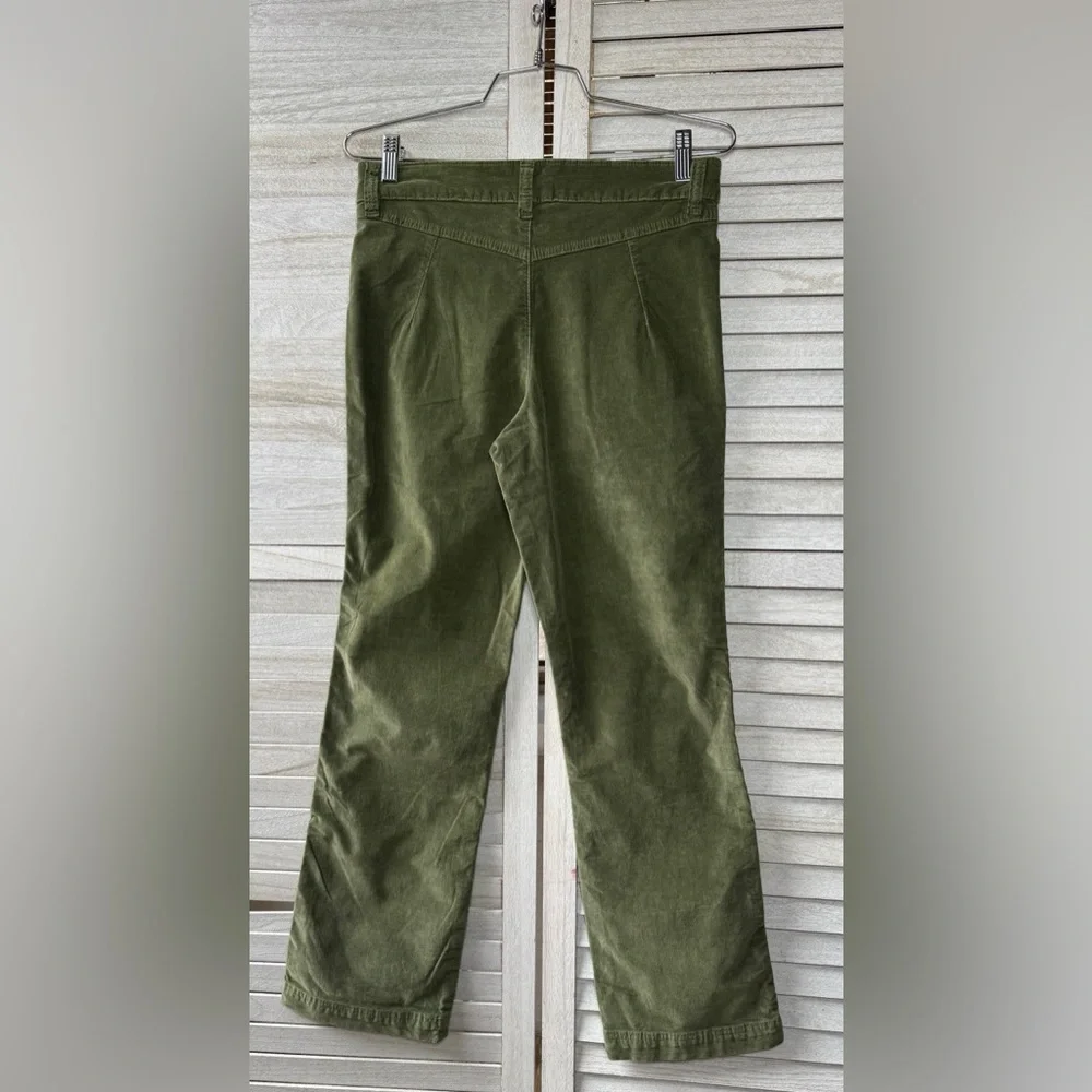 Free People High Time Velvet Crop Pants Olive Green Boho Chic Size 6